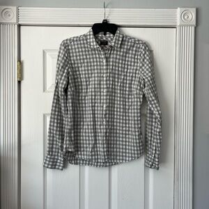 Gray and White Checkered Casual Button Down Shirt
